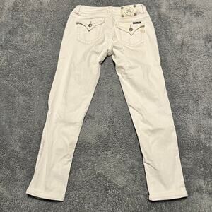 Miss Me Jeans Womens 29 Skinny White Mid Rise Cuffed Bling Ankle